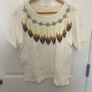 Women's Vintage T Factor White Tshirt w/ Feathers